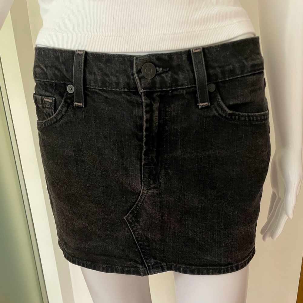 7 for All Mankind Denim Mini Skirt, Black, Size 27